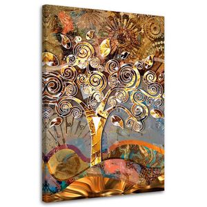 Feeby Leinwandbild auf Vlies Gustav Klimt Baum der Liebe 60x90 Wandbild Bilder Bild