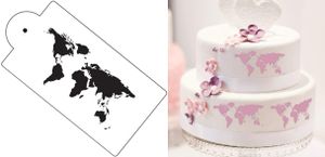 GKA Tortenschablone Weltkarte Dekoration Schablone für Torten Kuchen Wandtattoo
