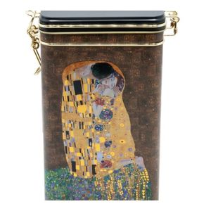 Kaffeedose von Fridolin - Kaffeedose, Teedose - geprägt und aufwendig lackiert - Künstler: Gustav Klimt Motiv: Der Kuss  -ca. 11B × 18H × 7,4Tcm