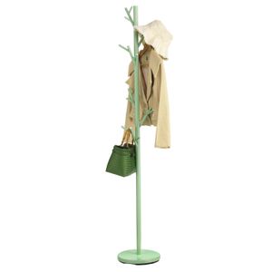 Kleiderständer ZENO aus Metall, Garderobenständer in grün lackiert, Jackenständer mit 6 praktischen Haken