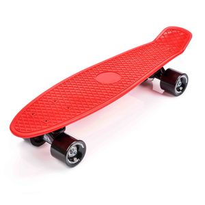 Skateboard Komplette 22" Mini Cruiser Board Retro Komplettboard für Anfänger Kinder Jugendliche Erwachsene, 56x15cm Meteor rot/schwarz/schwarz