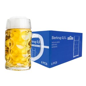 6er Set Maßkrug 0,5L geeicht Halber Liter Bierkrug Bierglas perfekt geeignet für Gastronomie