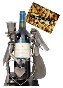 Brubaker Držiak na fľašu vína Svadobný párImitáciaatívny kovový predmet s blahoželaním pre svadobný darček