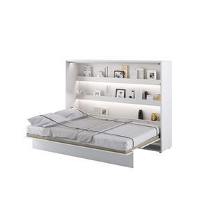 MEBLINI Schrankbett Bed Concept - Wandbett mit Lattenrost - Klappbett mit Schrank - Wandklappbett - Murphy Bed - Bettschrank - BC-04 - 140x200cm Horizontal - Weiß Matt