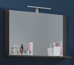 VCM koupelnové zrcadlo nástěnné zrcadlo závěsné zrcadlo koupelnové zrcadlo koupelnová polička Lendas 80 x 55 antracitová