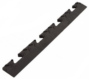 Gewerbeboden PVC Fliesen 8mm Garagenboden Industrieboden Klick-Verlegung schwarz, Farbe:Rand - Raute - schwarz - Buchse