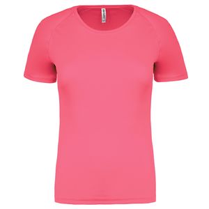 Proact Damen Shortsleeve Sport T-Shirt Aktivshirt Top Baumwolle, Größe:XL, Farbe:Fluorescent Pink