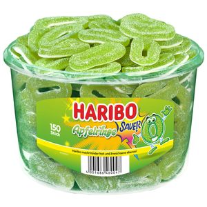 Haribo kwaśne jabłko w krążkach guma owocowa z cukrem piankowym 150 sztuk 1200g