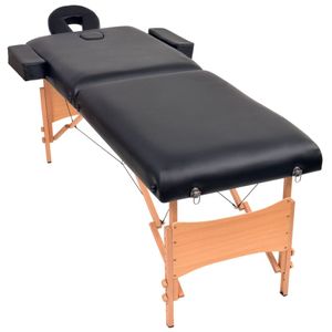 vidaXL Massageliege 2-Zonen mit Hocker Klappbar 10 cm Sitz Schwarz