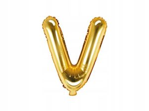 Balon foliowy złoty 35 cm litera V