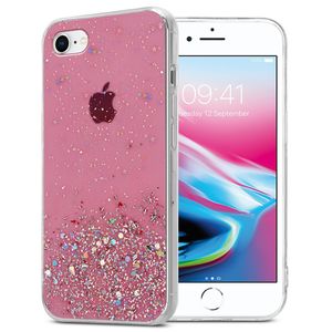 Cadorabo Hülle für Apple iPhone 7 / 7S / 8 / SE 2020 Schutz Hülle in Rosa Handyhülle TPU Etui Glitter Cover Case Glitzer