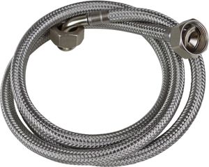 SFX®  Waschmaschinenschlauch DN8 - 3/4' ÜM x 3/4' ÜM mit 90° Bogen Edelstahl Panzerschlauch, Länge:400 cm