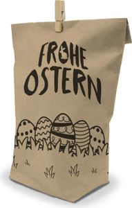 12er Set  mit Klammern -  itenga Geschenktüte Frohe Ostern Wiese braun schwarz
