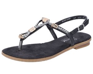 Rieker Damen Zehentrenner Sandale Blockabsatz Sandalette 64271, Größe:39 EU, Farbe:Schwarz