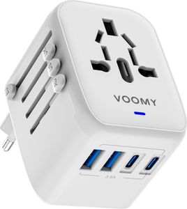VOOMY Reiseadapter Weltweit 5-in-1 – 170+ Länder – 2x USB-C & 2x USB-A – Universal Weltstecker – 2000W – Weiß VOOMY Reiseadapter Weltweit 5-in-1 – 170+ Länder – 2x USB-C & 2x USB-A – Universal Weltstecker – 2000W – Weiß