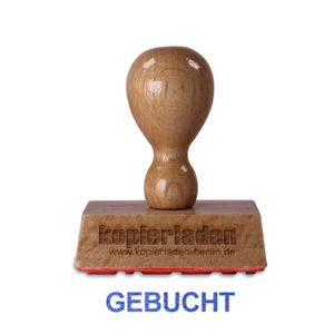 Holzstempel GEBUCHT, 50 x 10 mm, hochwertiger Holzstempel aus Buchenholz Lagertext „GEBUCHT“ – ideal für Büro und Privat