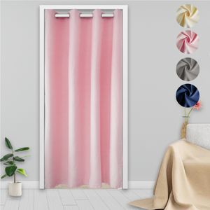 Türvorhang Baumwolle Solid Ösen Vorhang Blickdicht Gardine Raumteiler-Vorhänge, Rosa, 132x203cm