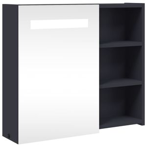 vidaXL Spiegelschrank mit LED-Beleuchtung Grau 60x13x52 cm