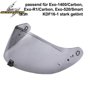 Scorpion EXO 1400 Air / EXO R1 Air / EXO 520 Air 3D KDF-16-1 Pinlock MaxVision Visier Farbe: Stark getönt