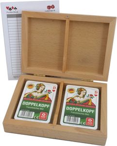 Doppelkopf Box, Holz Kassette mit zwei Kartenspielen