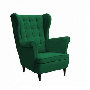 Skandinavischer Sessel Intromit Lady - Premium-Version Ohrensessel mit HR-Schaumstoff, Handgefertigt, Flasche grün