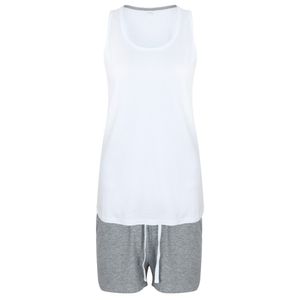 Towel City Damen Pyjama Tank Top und Shorts Set RW5462 (3XL) (Weiß/Grau Meliert)