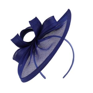 Eleganter Fascinator-Hut mit Schleifendekor und Haarreifen, süß, edel, dekorativ, Anti-Fall, Retro-Flachsimitat, Braut-Pillenbox-Hut, Haarschmuck, Königsblau