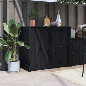 Prolenta Premium - Drzwi do kuchni zewnętrznej 2 szt. czarne 50x9x82 cm drewno sosnowe