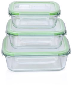 alpina dózy na potraviny s víkem - sklo - 6 kusů - skleněná nádoba - dóza na potraviny - vhodné do mikrovlnné trouby, mrazničky, myčky nádobí a myčky na nádobí - 370, 640 a 1050 ml