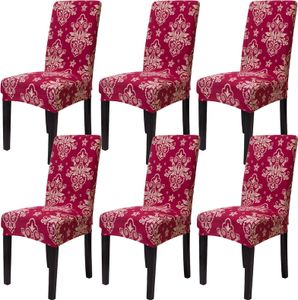 Stuhlhusse 6er-Set Schwarz Maschinenwaschbar Schönbezug Stuhlbezug Stuhlüberzug,Roter Stark Stil