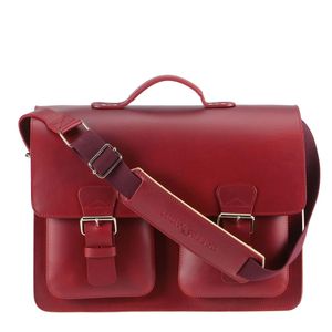 Ruitertassen Lehrertasche 42cm rot XXL Büchertasche Schultasche Aktentasche 3 Fächer 2 symetrische Vortaschen Tragegriff Schultergurt mit Polster 2358T-15