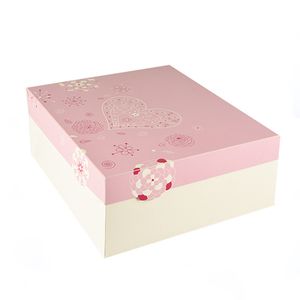 15 Tortenkartons. mit Deckel. Pappe eckig 30 cm x 30 cm x 13 cm weiss/rosa "Lovely Flowers"