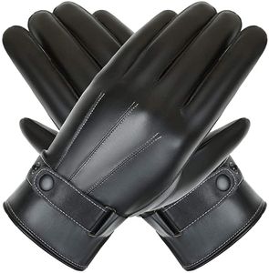 Herren Winter Lederhandschuhe Touchscreen geeignet Wollfutter Handschuhe aus Echtleder (Schwarz)