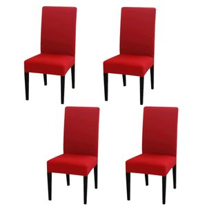 4 kusy poťahu na stoličky Stretch Universal Chair Cover Elastický poťah na stoličky do jedálne, vínová červená