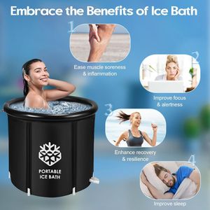 Faltbare Badewanne, tragbare Eisbadewanne, 376 l, aufblasbare Außenbadewanne mit Kaltbadabdeckung, Erholung, 4 Schichten