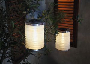 2er Led Set Lampion "Solar" Garten Balkon Terrasse Aussen Lampe