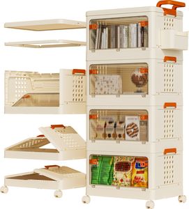 Heikoeco® Servierwagen mit Rollen, 4 Etagen Küche Aufbewahrung & Organisation für Wohnzimmer, Büro, Bad, Küche, Schlafzimmer,56x36x123cm