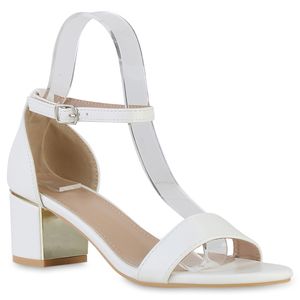 VAN HILL Damen Klassische Sandaletten Blockabsatz Schuhe 840887, Farbe: Weiß, Größe: 39