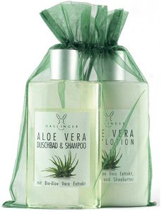 Haslinger Geschenkset  Aloe Vera Duschbad & Shampoo und Bodylotion im Organzabeutel 3107