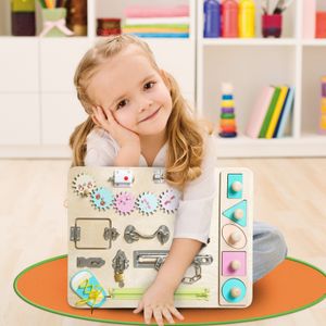 BeeBeeRun Lernspielzeug Montessori Busy Board aus Holz , Pädagogisches Sensorik Spielzeug für Lernaktivitäten