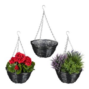 relaxdays Geflochtene Blumenampel im 3er Set