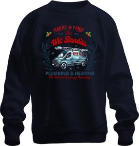 Harry & Marv Wet Bandits Plumbing Heating - Christmas Xmas Uni vianočný sveter, Navy, XXL