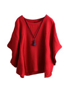 Ladies Crew Neck Unifrben Tunika Bluse Holiday Bat Sleeve T-Shirts Lose Vorhänge Pullover