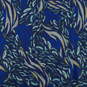 Viskosestoff für Bekleidung Blätter abstrakt blau grün 1,5m Breite