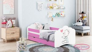 Happy Babies Kinderbett - Mit Matratze & Schublade und Rausfallschutz, 80x160, Mädchen Kinderbetten & Jugendbett Jungen Kids Bed