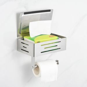 Toilettenpapierhalter mit Feuchttücherbox Edelstahl Klorollenhalter Feuchttuchspender Papierrollenhalter Feuchttuchbox Feuchtpapierhalter Wandhalterung Chrom