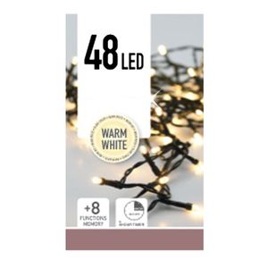 LED-Lichterkette, 48 LEDs, warmweiß, Batteriebetrieb, IP44, Timer