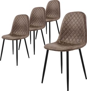 ML-Design sada 4 jedálenských stoličiek s operadlom, hnedá farba, z imitácie kože