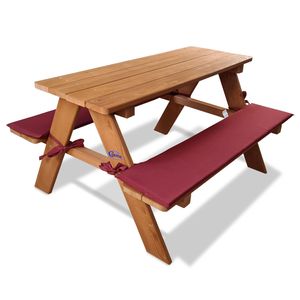 Coemo Kinder-Sitzgruppe Picknicktisch mit Polster Spieltisch Holz