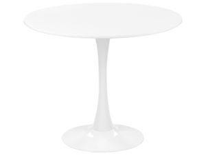 BELIANI Kulatý jídelní stůl bílý 90cm kovový podstavec, 4místná kuchyň